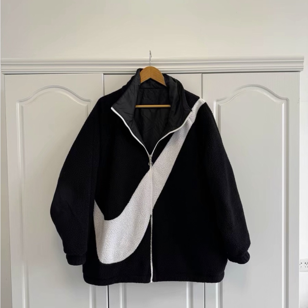 Nike Black and Cream Fleece Jacket